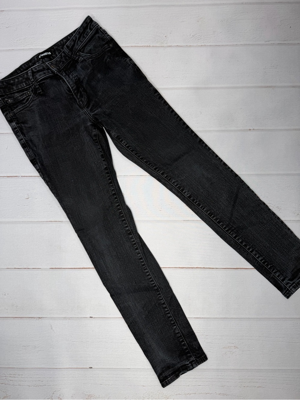 Express Skinny Jeans Women's 29x30 Black Wash Stretch Mid Rise Denim
